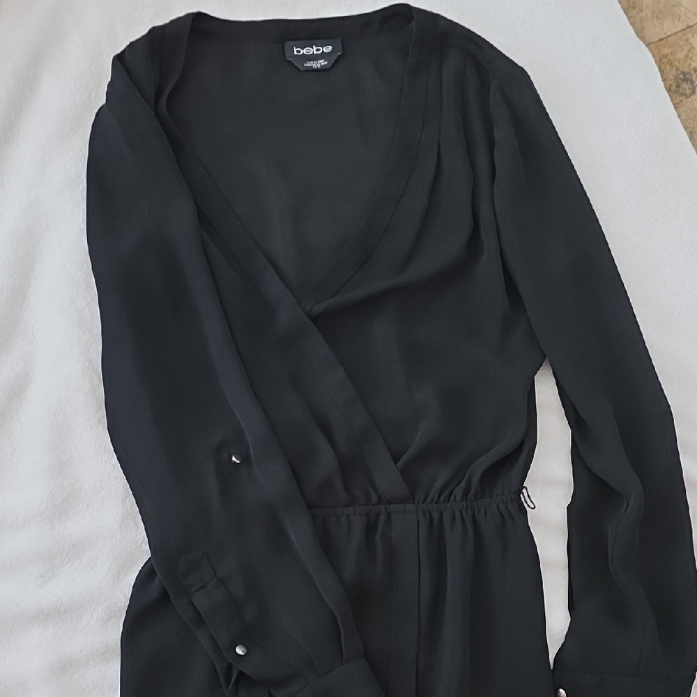 Bebe Black Wrap Top